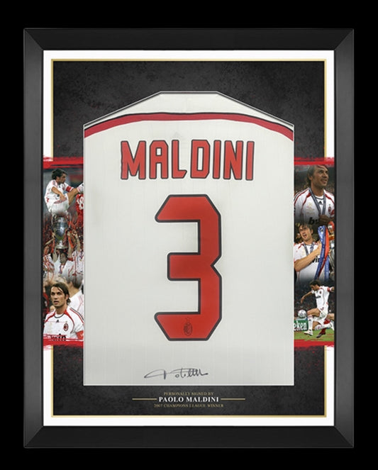 Paolo Maldini AC Milan 2005 Champions League Winners Hand Signed FRAMED Shirt