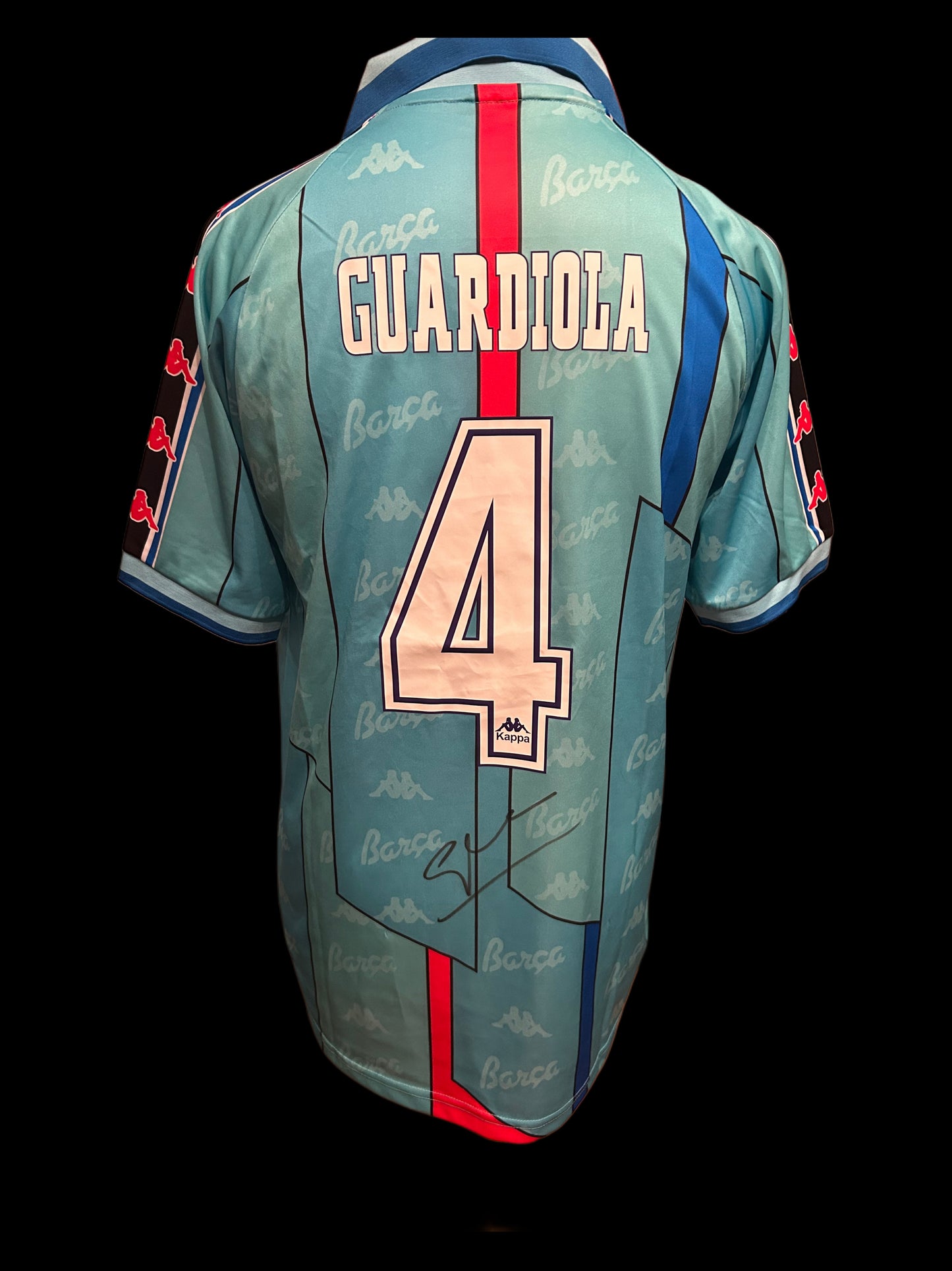 Pep Guardiola Barcelona 1995-97 Retro Hand Signed Away Shirt