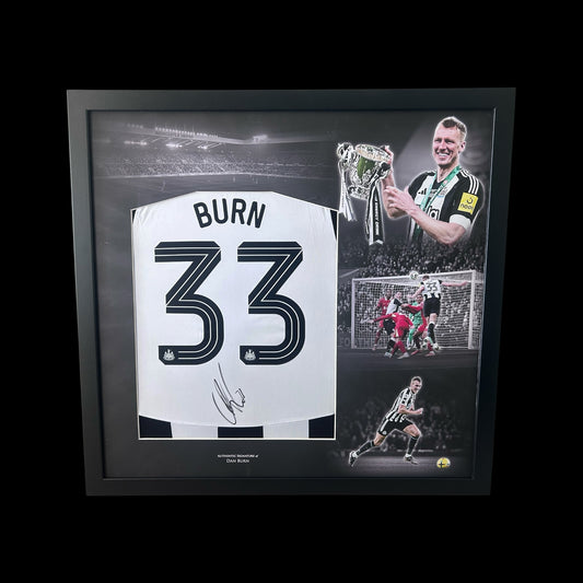 Dan Burn Newcastle United Carbao Cup Winners 2025 Hand Signed Framed Home Shirt