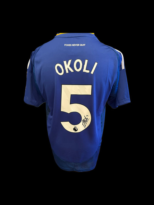 Caleb Okoli Leicester City 2024-25 Hand Signed Home Shirt