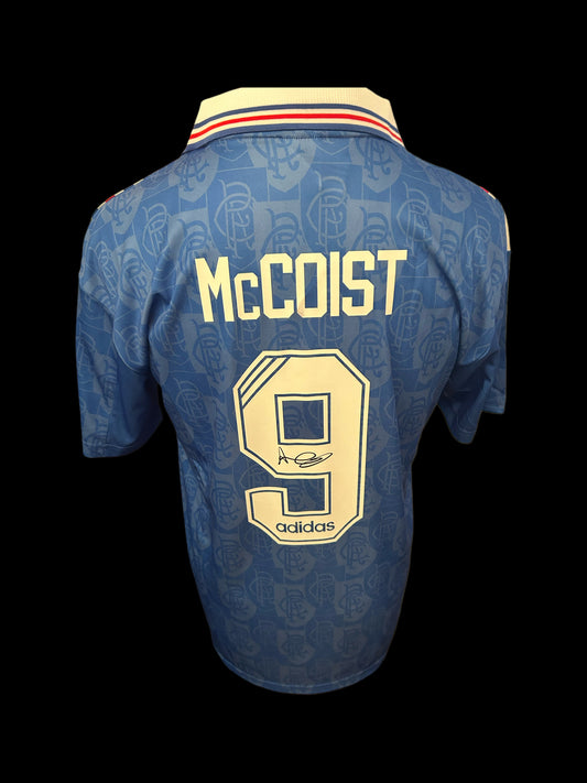 Ally McCoist Rangers 1996/97 Hand Signed Retro Home Shirt