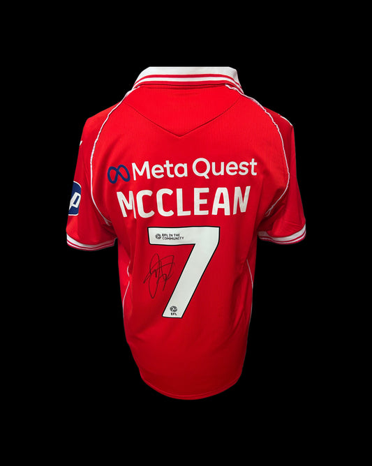 James McClean Wrexham 2025-26 Hand Signed Home Shirt