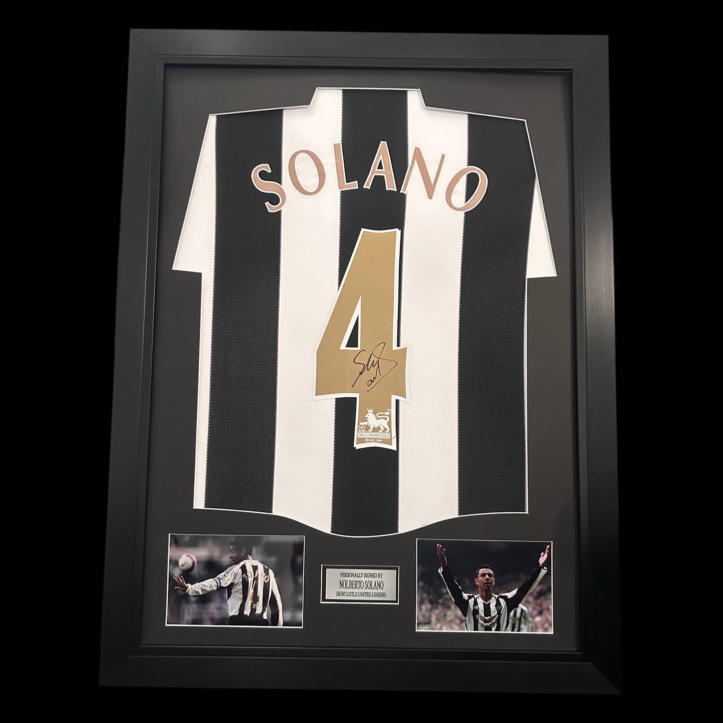 Nolberto Solano Newcastle United Legend Retro Hand Signed Framed Shirt Display