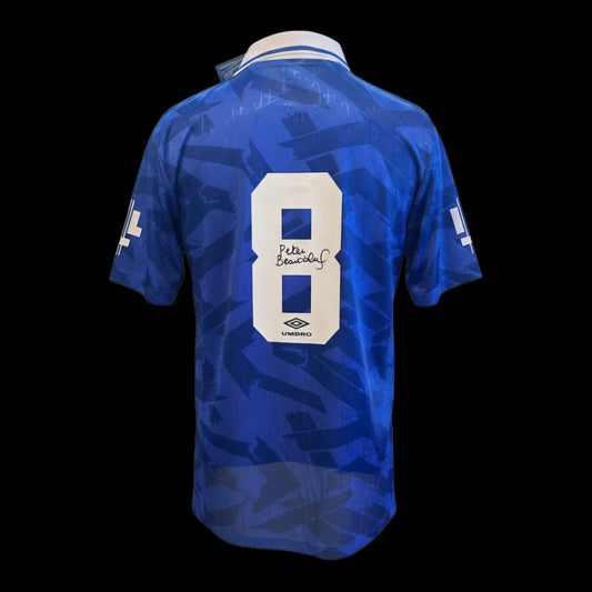 Peter Beardsley Everton Retro 92 Hand Signed Home Shirt