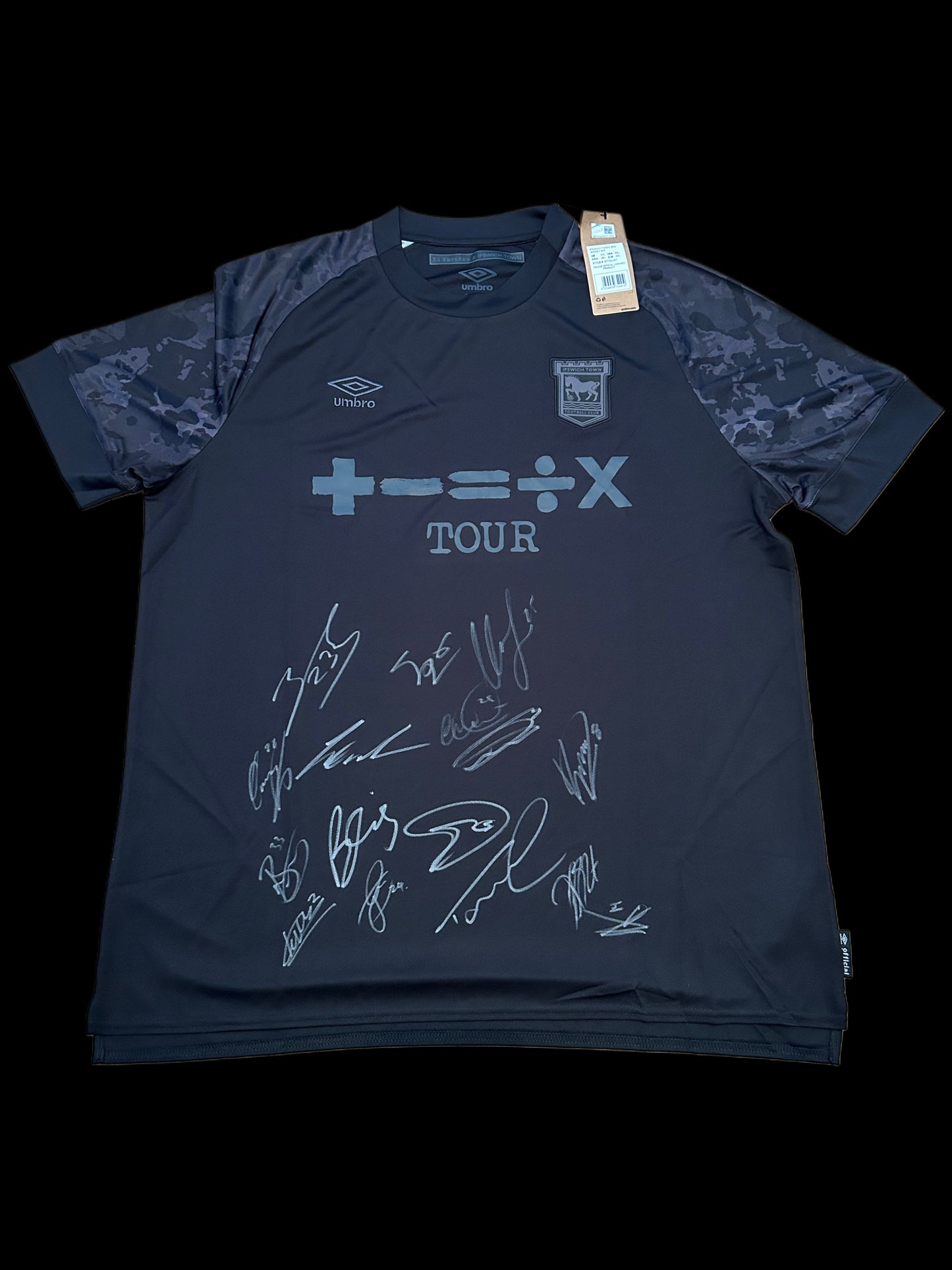 Ipswich Town 2024-25 Squad Hand Signed Blackout Shirt