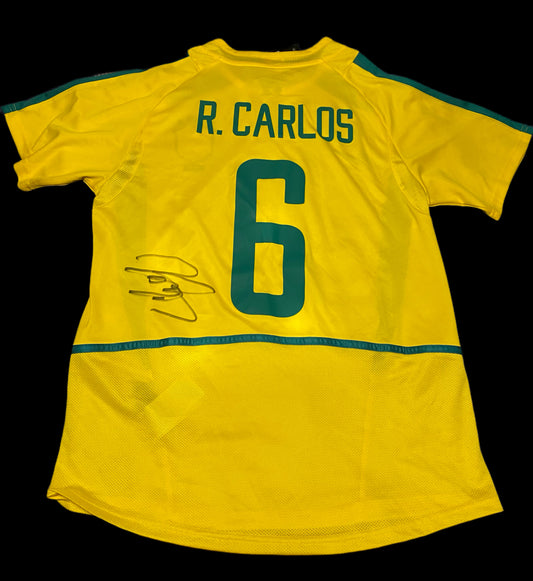 Roberto Carlos Brazil 2002 Hand Signed Home Shirt 1