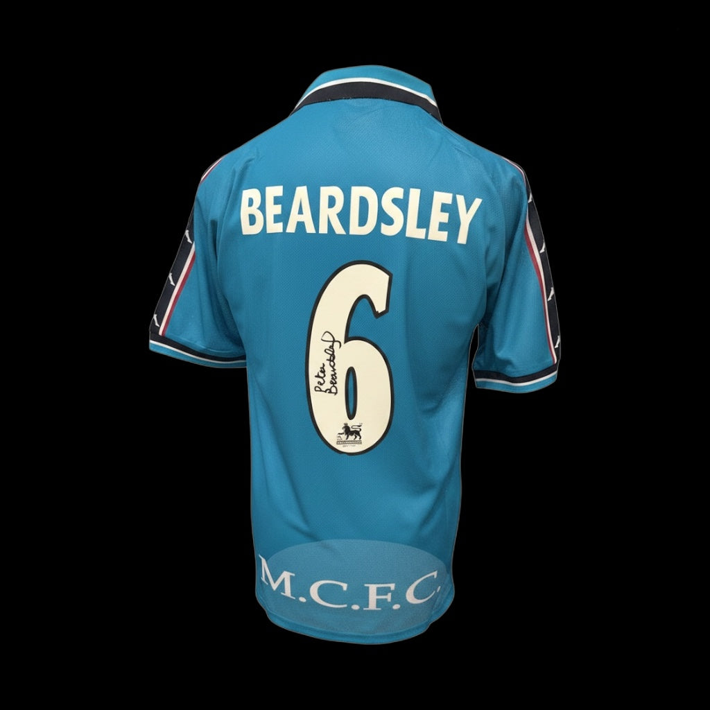 Peter Beardsley Manchester City Retro 1998 Hand Signed Shirt