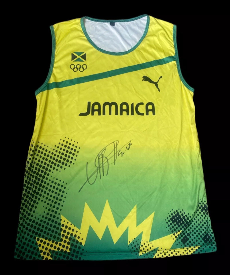 Usain Bolt Olympic Gold Hand Signed Vest 1 “9.58”